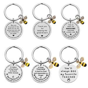 Llavero de acero inoxidable con logotipo personalizado Doctor Day, llavero con abalorio para bolso, accesorios para llavero Be Happy Honey Bee - Product Image 2