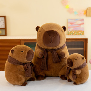 Peluche Kapibala Capybara motif tortue, avec écharpe à nez qui coule, pour machine à attraper les jouets - Peluche courte en coton PP, modèle personnalisable - Product Image 4
