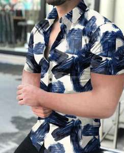 Ingrosso stampato a manica corta ad asciugatura rapida stile Slim taglie forti collo girocollo Casual <span class=keywords><strong>camicia</strong></span> da uomo - Product Image 3