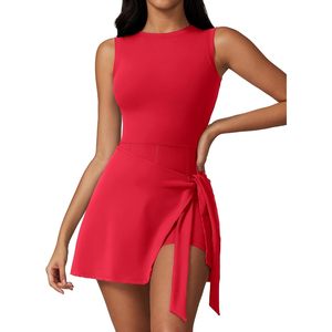 FOXA Tennis Dress Women Sleeveless Side Slit Quick Dry Active Golf Outfit <b>Mini</b> Dress Workout Romper - Product Image 1