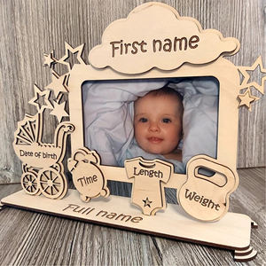 Cadre photo personnalisé pour nouveau-né, <span class=keywords><strong>cadeau</strong></span> d'annonce de <span class=keywords><strong>naissance</strong></span> pour les nouveaux parents - Product Image 1