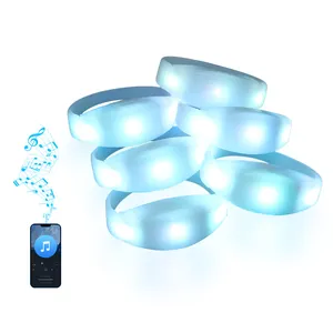 New Product Luminous Bachelor Party Prop Flashing Customized Semi-silicone Sound Activated LED Bracelet