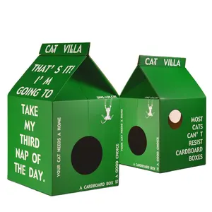 New Style Low Price Milk Carton Shape Gift Packaging Foldable Corrugated Paper Cat House Paper Cat Cattery