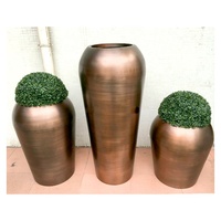 Vas Bunga Dekorasi Rumah Mewah Pot Bunga Luar Ruangan Pot Tanaman Besar Emas Stainless Steel Vas Bunga Minimalis