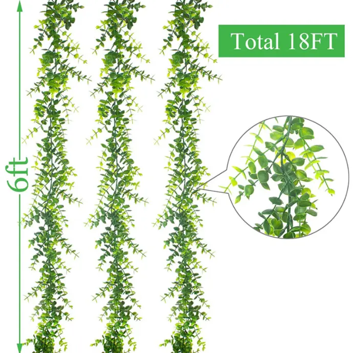 인공 녹지 유칼립투스 화환 포도 나무 1.8 m 유칼립투스 벽 매달려 장식 식물