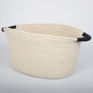 <span class=keywords><strong>Cesto</strong></span> portaoggetti in corda di cotone intrecciata con manico, per cuscini, piumoni, giocattoli per bambini e pannolini - Product Image 3