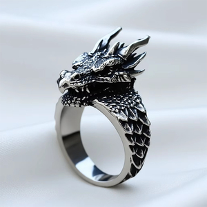 <span class=keywords><strong>Bague</strong></span> en acier inoxydable de style hip-hop rétro gothique avec tête de dragon pour homme, <span class=keywords><strong>bague</strong></span> punk pour motard, à porter au quotidien, accessoires de bijoux tendance - Product Image 3