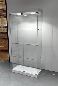 ตู้โชว์กระจกเครื่องประดับที่ทันสมัยพร้อมไฟ LED ตู้โชว์กระจก Vitrine ที่ล็อคได้สำหรับร้านควัน - Product Image 2