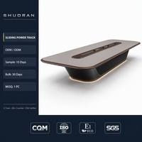 Mesa de Conferencia Grande, Tablero Ecológico E1, Certificación CQM, Superficie de 50 mm, Riel de Alimentación USB Integrado, Luz Ambiental LED, Personalización OEM para Sala de Juntas