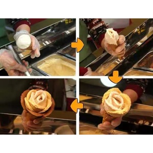 Cuillère à glace artisanale en aluminium, pétales de rose, outils fantaisie pour glace à fond fondant, outils commerciaux durables pour la glace, capacité 1-3L - Product Image 4