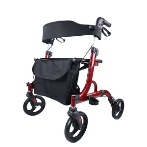 Outdoor Aluminum Four-wheel Walker Compact Foldable Easy To Fold Lift Carryold People Indoor Rollator