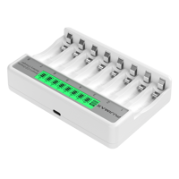 Chargeur de batterie Ni-MH 8 emplacements LCD super rapide PUJIMAX 1,2 V Entrée type C Chargeur de batterie rechargeable AAA AA