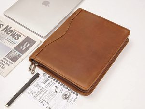 Genuine Leather Portfolio <strong>Folder</strong> <strong>File</strong> Document Organizer <strong>Zip</strong> <strong>Lock</strong> <strong>File</strong> <strong>Holder</strong> China Fashion Portfolio <strong>Folder</strong> - Product Image 5