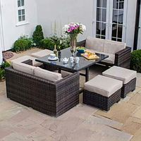 Ensemble de canapés en rotin pour l'extérieur, design minimaliste moderne et créatif, avec coussins amovibles et lavables, pour balcon, cour et terrasse