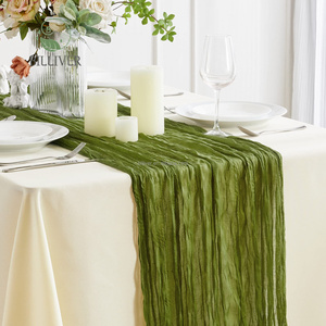 <span class=keywords><strong>Chemin</strong></span> <span class=keywords><strong>de</strong></span> <span class=keywords><strong>table</strong></span> en gaze <span class=keywords><strong>de</strong></span> coton crêpe vert sauge pour décoration <span class=keywords><strong>de</strong></span> mariage en polyester - Product Image 6