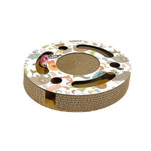 Rascador Redondo <span class=keywords><strong>de</strong></span> Cartón Corrugado para Gatos con Campana Hueca, Bola <span class=keywords><strong>de</strong></span> Campana, Resistente al Desgaste, No se Desprende, Juguete Interactivo para Afilar el Uñas - Product Image 1