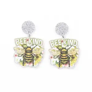 ZSHER2457 Best Selling Summer Fashion Jewelry Earrings Cute Bee & Transparent Acrylic with Snowflake Stars for Girls