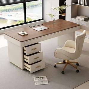 Walnut Solid Wood <b>Desk</b> Modern Minimalist Design With Drawer For Home Office <b>Study</b> Computer Workstation - Product Image 4