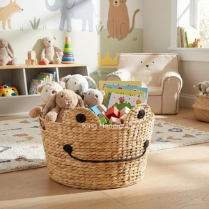 Cesta de Almacenamiento Redonda de Mimbre Hecha a Mano para Niños, de un Solo Nivel, para Juguetes y Ropa, de Vietnam - Product Image 5