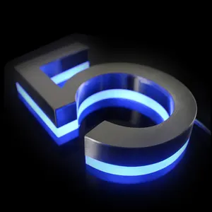 Manufacturer Wholesale Led Lighted Backlit Stainless Steel Huisnummer Address Door House Numbers Sign