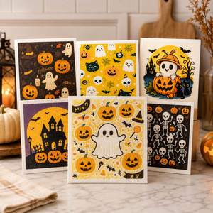 Paño de Cocina Sueco para Halloween, Limpieza del Hogar y Cocina, Venta al por Mayor, 70% Celulosa, 30% Algodón, Paño de Cocina Sueco Ecológico - Product Image 1