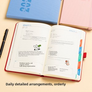 Agenda Giornaliera 2027 Transfrontaliera in Inglese, Pianificatore 365 Giorni, Una Pagina al <span class=keywords><strong>Giorno</strong></span>, Diario per la Gestione del Tempo, Taccuino con Copertina in PU, Regalo - Product Image 3