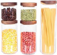 Bocaux à biscuits personnalisés en verre borosilicate transparent de grande taille pour la cuisine, avec couvercle hermétique en bambou pour la farine, le sucre, le café, les bonbons et les collations