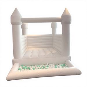 Château gonflable blanc avec fosse à balles, petit, extérieur, PVC, jardin, fête, château gonflable, protection UV, imperméable - Product Image 1