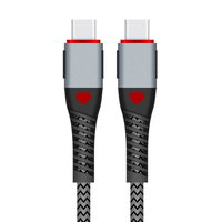 Câble de données USB C vers USB C 1M 20W charge rapide Nylon tresse type-c gris téléphone portable