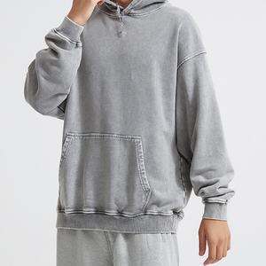 เสื้อฮู้ดดี้ผู้ชายคุณภาพสูงสั่งทำพิเศษสำหรับฤดูหนาว ผ้าฝ้าย 100% ทรงโอเวอร์ไซส์ ซักเคลือบแบบวอช หนานุ่ม สีซีดแบบซันเฟด - Product Image 6
