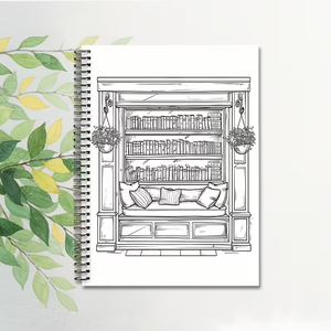 Livre de coloriage pour adultes sur l'architecture des devantures de librairies, 24 pages, illustration détaillée, cadeau de relaxation - Product Image 4