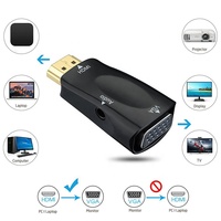 HDMI a VGA con Adaptador de Audio macho a hembra con salida de Audio de 3,5mm para PC portátil sin alimentación, proyector, HDTV