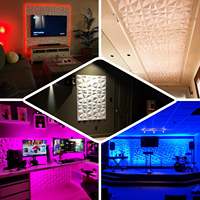Panneaux muraux 3D en PVC blanc avec lumière LED, revêtement décoratif intérieur pour maisons, diamants