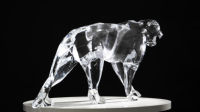 Sculpture de léopard en résine transparente peinte à la main, écologique, prix d'usine, grande décoration d'intérieur, ornements