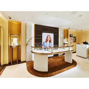 Vitrine de <span class=keywords><strong>bijoux</strong></span> personnalisée haut de gamme de luxe Présentoir commercial en métal doré pour bijouterie - Product Image 2