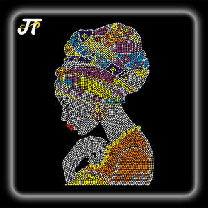 カスタムラインストーン転送カスタムラインストーンアフリカインドスタイルヒートプレス鉄転送パッチラインストーン転送 - Product Image 2