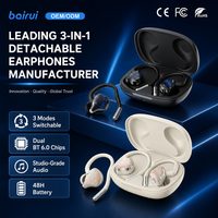 Écouteurs sans fil 3-en-1 détachables S07 avec triple puce, carte son indépendante, audio de qualité studio, mode filaire et crochet intra-auriculaire