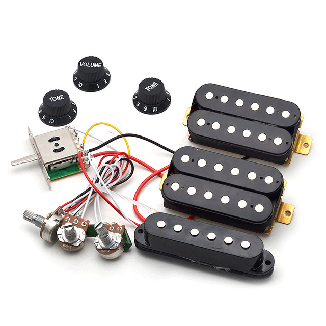 HSH Humbucker Pickup Electric Guitar Pickguard Loaded Pickguard Pre-Wired Pickups for FD ST Electric Guitar White/Black