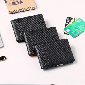 2022 Top Rated Black Carbon Fiber Leather Money Clip Wallet RFID Blocking Wallet for Men - Product Image 2