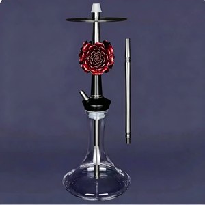 Chicha Premium V2A en acier inoxydable Rose Purge avec base en verre de 55 cm, un seul tuyau, pour salon et bar, ensemble OEM en gros - Product Image 4
