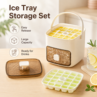 Boîte de rangement portable pour glaçons avec couvercle et poignée, 2 bacs à glaçons, machine à glaçons à démoulage facile pour boissons froides