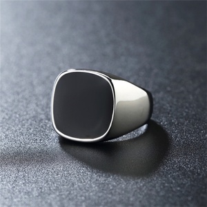 Minimalist Jewelry Stainless Steel square Black Oil Drip Jewelry <b>Rings</b> for Men - Product Image 2