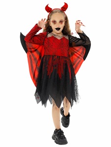 Recién llegado, disfraz de pequeño Diablo, vestido de Demonio Rojo para niñas con diadema de cuerno, Kit de tridente de alas para niños, vestido de fiesta de Halloween - Product Image 5