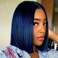 Perruque Bob Lace Front en Cheveux Humains Bleus Pré-Pluckée avec Cheveux de Bébé Naturels pour le Marché Canadien et Américain