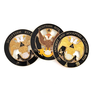 Emblema per Auto del Rito Scozzese 32° Grado, 3 Pollici, Oro, Rotondo, Traforato, Massonico - Product Image 4
