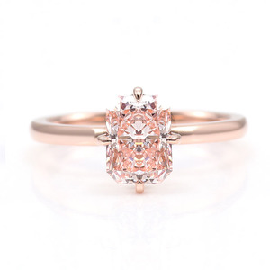 1.78カラットのラグジュアリーなラディアントカットピンクダイヤモンドモアッサナイト、爪留めの結婚指輪・婚約指輪、シルバー、10金、14金、18金 - Product Image 3