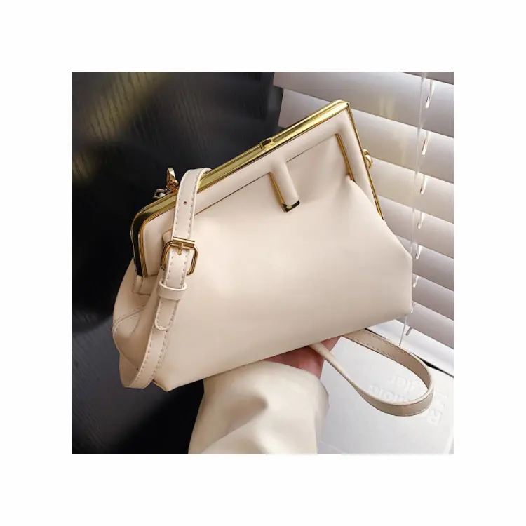 2022 Spring Summer Retro Small Square Bag Fashion Korean Version Mini Messenger Purse Bag Clip Buckle Zipper Soft Side Handbag