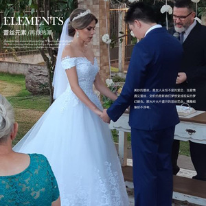 Off The Shoulder Sweetheart <b>Lace</b> Ball Gown Wedding Dress <b>White</b> Princess Waistline Vintage Style Floor Length Bridal Gown - Product Image 3