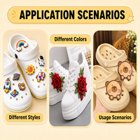 Hoogwaardige schattige PVC schoenversieringen fruit eten bloemen cartoon letterontwerpen herbruikbare 2D anime klompen schoenbedels