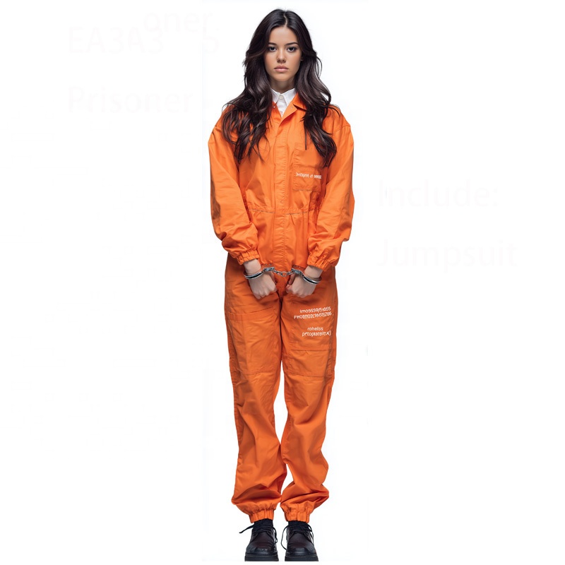 Disfraz De Prisionero Naranja Para Adultos Con Mono Y Esposas, Unisex Para Halloween Y Fiestas De Disfraces